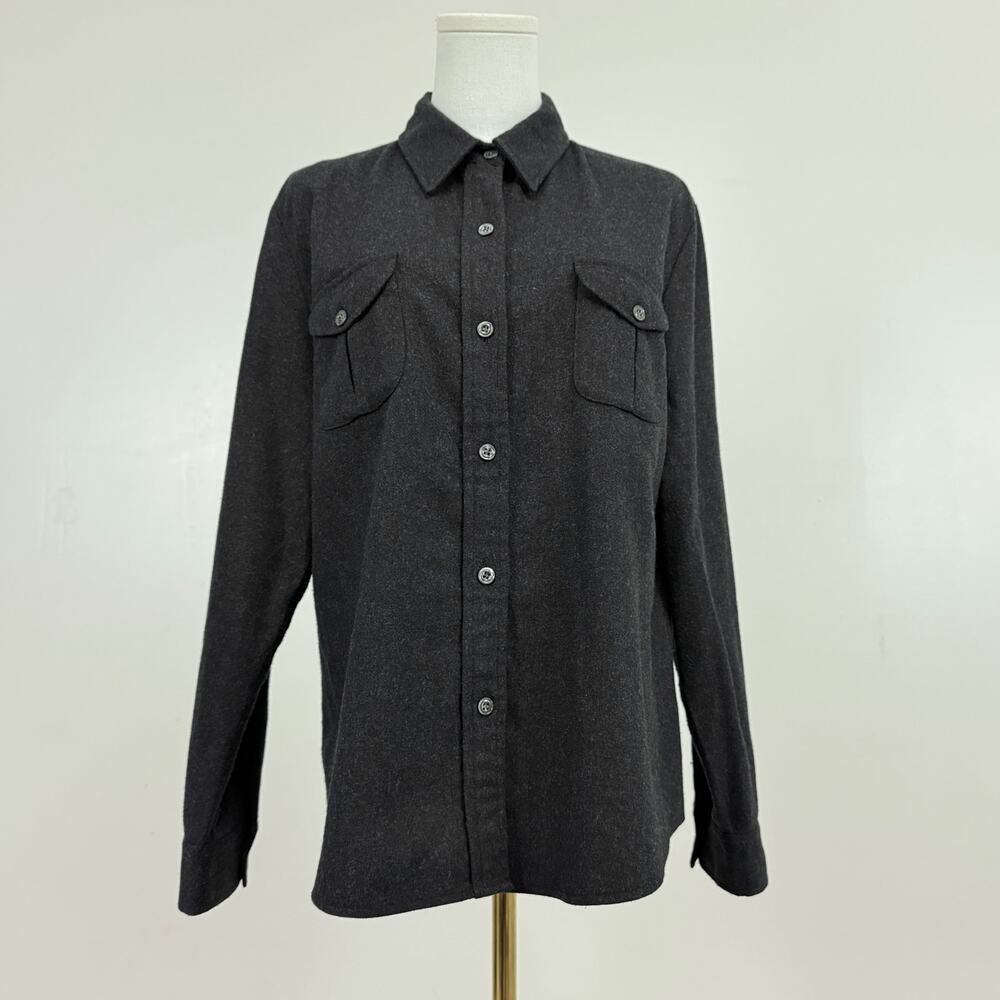 J crew vintage Wool Blend Women’s Button Up Long Sleeve Gray Blouse Size Large